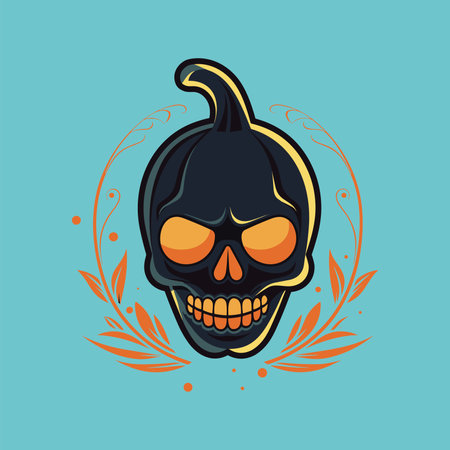 Eerie Vector Skull Illustration for Halloween Horrorのイラスト素材