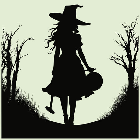Mysterious Halloween Silhouette Setting and Sceneのイラスト素材