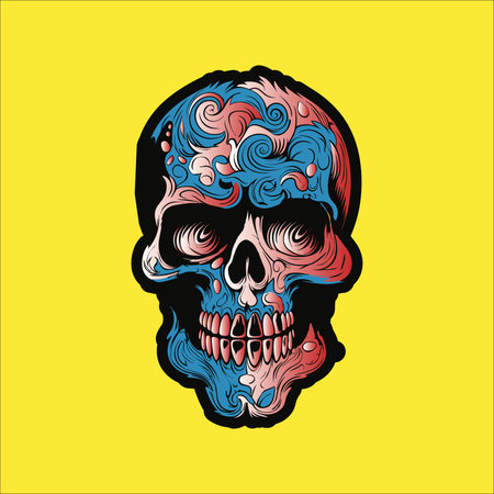Colorful Cartoon Skull Rendering with Charmのイラスト素材