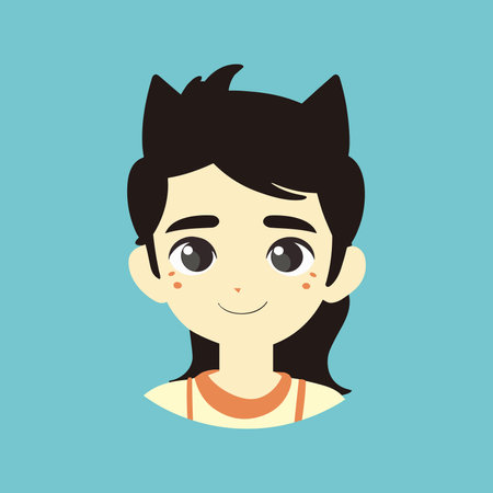 Illustrated Girl Avatar Design On Blue Backgroundのイラスト素材