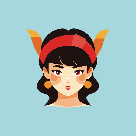 Feminine Avatar Illustration On Blue Backgroundのイラスト素材