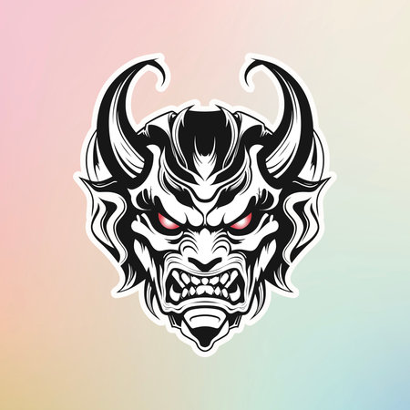Stylized Bull Head with Tribal Tattooのイラスト素材
