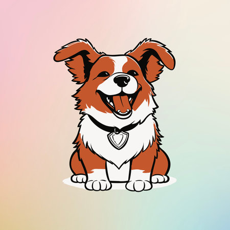 A Smiling Cartoon Dog with a Collarのイラスト素材