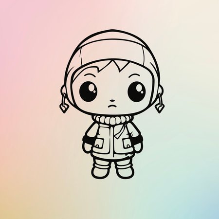Cartoon Character with Headphones and Jacketのイラスト素材