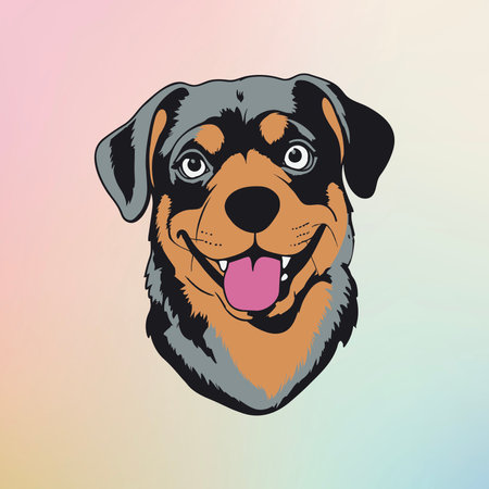 A smiling Rottweiler on pastel backgroundのイラスト素材