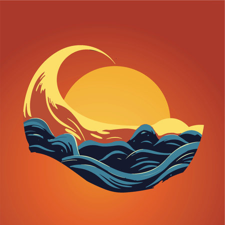 Sunset over the Sea, A Retro Artworkのイラスト素材