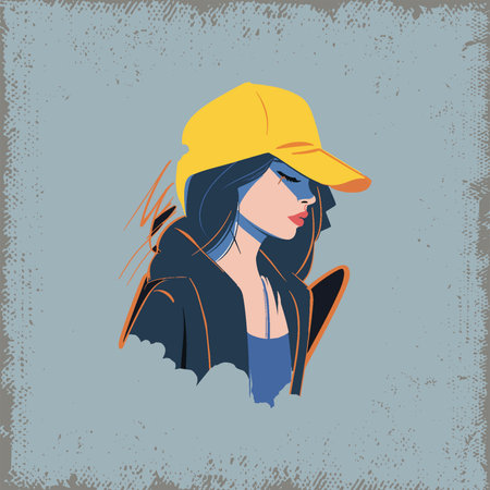 An Anonymous Person in a Yellow Capのイラスト素材