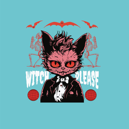 A Classy Cat Halloween Message, Witch, Pleaseのイラスト素材