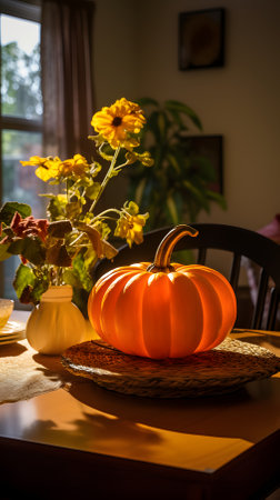 Sunny Pumpkin and Sunflowers A Bright Autumn Sceneの素材