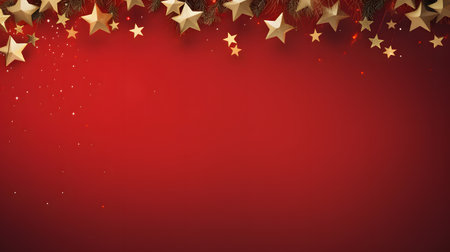 A Festive Red Christmas Background with a Snowy Bottomの素材