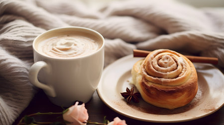 Cozy Morning with Coffee and Cinnamon Rollの素材