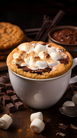 Cozy Hot Chocolate Cookie Cup with Toasted Marshmallowsの素材