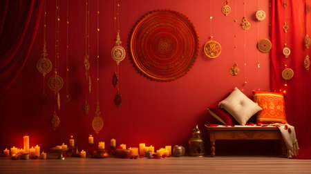 An Indian Themed Room with Dreamcatchers and Cushionsの素材