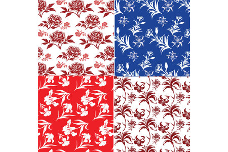 Nature Palette with Floral and Foliage Patternsのイラスト素材