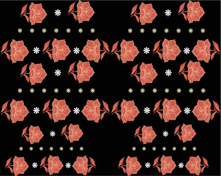 A Romantic and Elegant Pattern on a Black Backgroundのイラスト素材
