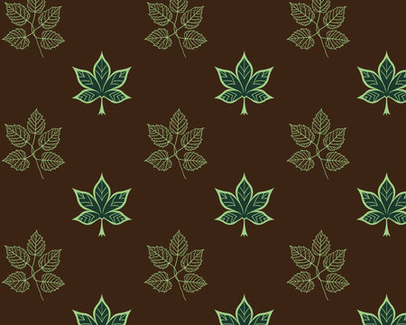 Green and Brown Leaf Patterned Backgroundのイラスト素材