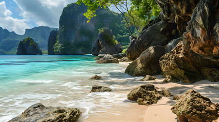 Secluded Shoreline with Crystal Clear Watersの素材
