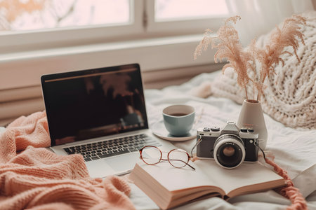 Creative Nook with Vintage Camera and Cozy Knitsの素材