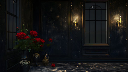 Majestic Elegance with Roses in the Moonlightの素材
