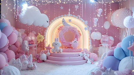 Enchanted Pink Wonderland with Magical Creaturesの素材