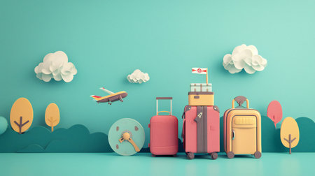 Ready for New Journeys Luggage Set and Planeの素材