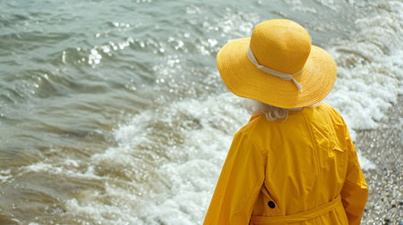 Golden Hat Gazing into the Ocean Wavesの素材