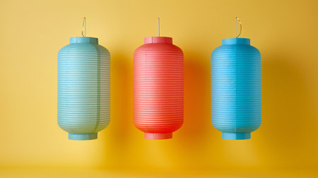 Soft Pastel Lanterns Against a Cheerful Backdropの素材