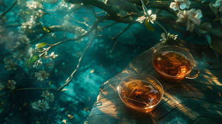 Enchanted Forest Tea Time with Blooming Flowersの素材