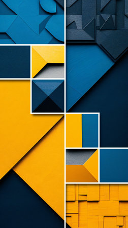 Bold Geometric Shapes in Blue and Yellow Design Inspirationの素材