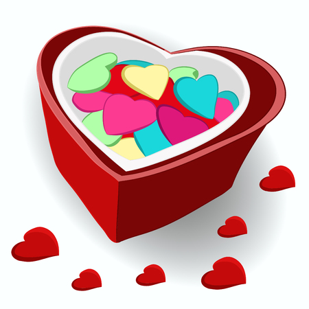 Gift on Valentines Day. A box of sweets. Box with hearts. Birthday gift. Gift for a holidayのイラスト素材