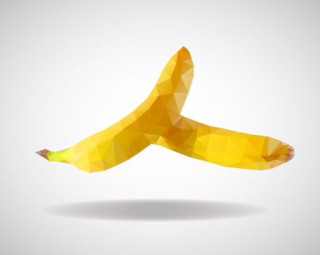 low poly banana, yellow bananas from trianglesのイラスト素材