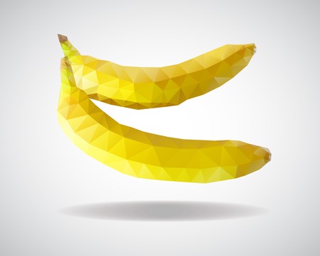 low poly banana, yellow bananas from trianglesのイラスト素材