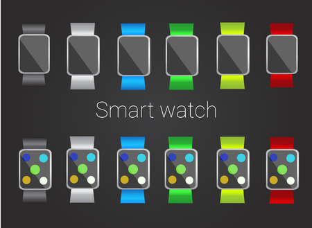 smart watch set, smart watches in different colorsのイラスト素材