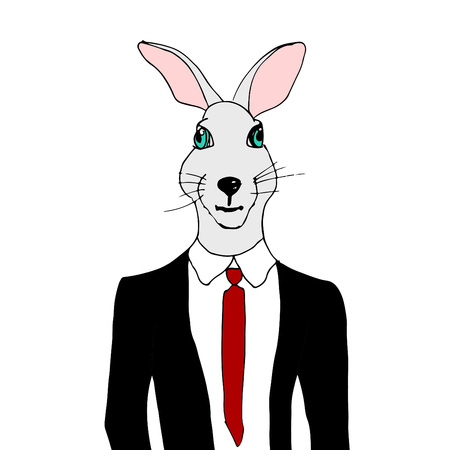 rabbit in a tuxedo. Bunny in a suitのイラスト素材