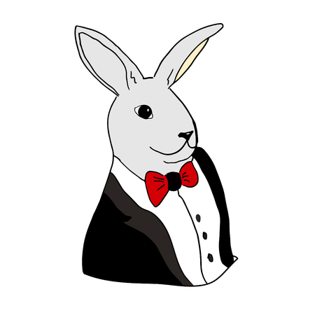rabbit in a tuxedo. Bunny in a suitのイラスト素材
