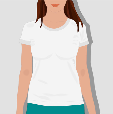 female t shirts, realistically painted T shirt on young girlのイラスト素材