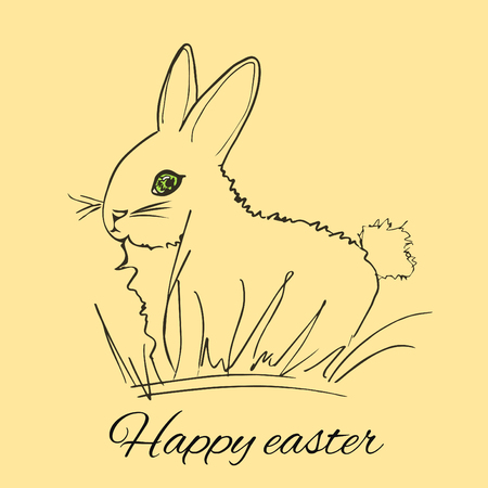 drawing hare in the grass. Rabbit in the grassのイラスト素材