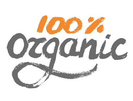 100 organic - perfect design element for housewarming poster, t-shirt design. Handdrawn lettering. Vector art.のイラスト素材