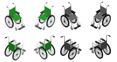 Wheelchair detailed isometric icon vector graphic illustration.  Big set different colorsのイラスト素材