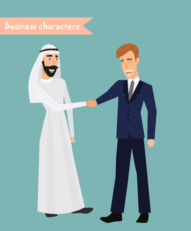 Cartoon businessman poses. Businessman isolated on white vector illustrationのイラスト素材