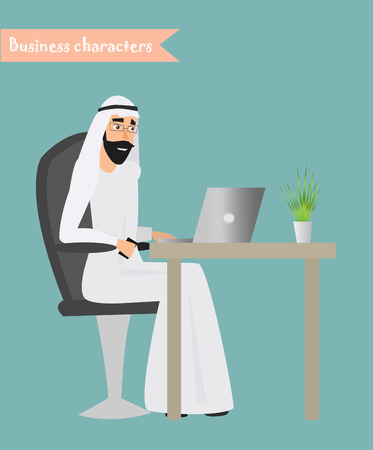 arab man business character at office work. people character.のイラスト素材