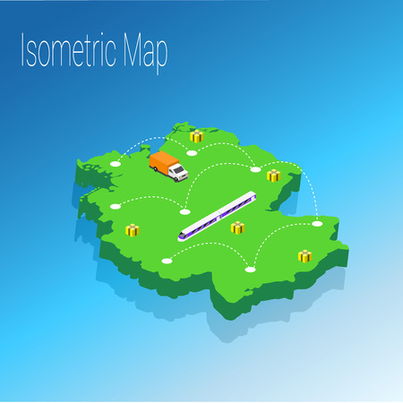Map Germany isometric concept. 3d flat illustration of Map Germany.のイラスト素材