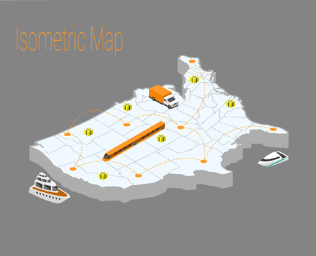 Map usa isometric concept. 3d flat illustration of Map usa.のイラスト素材
