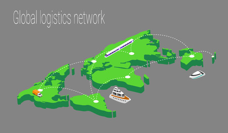 Map world isometric concept. 3d flat illustration of Map world.のイラスト素材