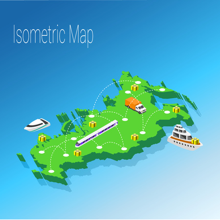 Map Russia isometric concept. 3d flat illustration of Map Russia.のイラスト素材