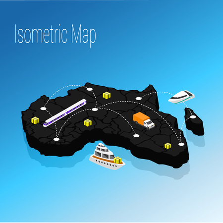 Map Africa isometric concept. 3d flat illustration of Map Africa.のイラスト素材