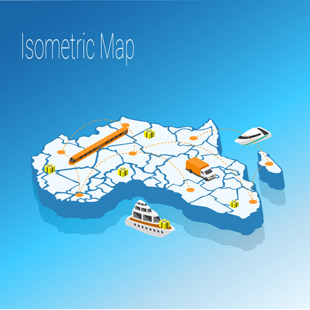 Map Africa isometric concept. 3d flat illustration of Map Africa.のイラスト素材