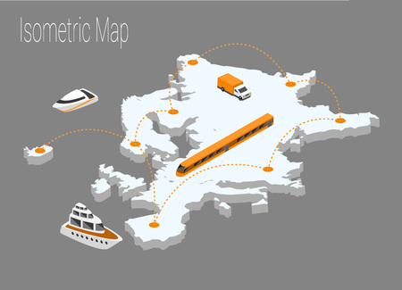 Map Europe isometric concept. 3d flat illustration of Map Europe.のイラスト素材