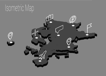 Map Europe isometric concept. 3d flat illustration of Map Europe.のイラスト素材