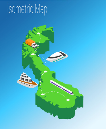 Map Norway isometric concept. 3d flat illustration of Map Europe.のイラスト素材